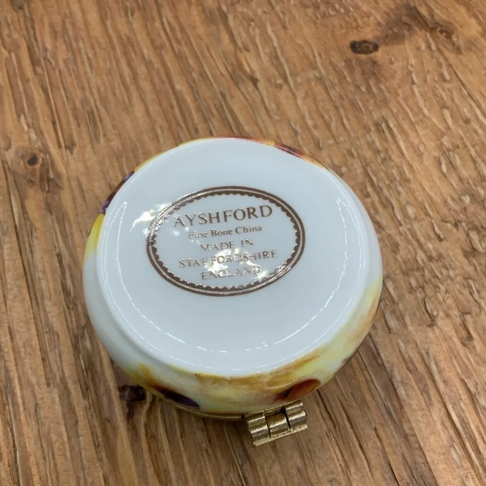 Ayshford Staffordshire Vintage Fine Bone China Autumn Fruit Design Trinket Box